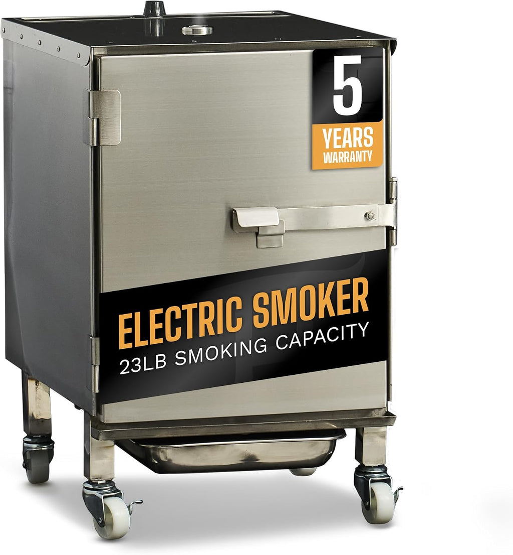 SmokinTex Lil' Tex Electric Smoker - Stainless Steel Portable Meat Smoker Grill with Temperature Control, Wood Chip Tray, and Meat Probe for BBQ, Jerky, Vegetables