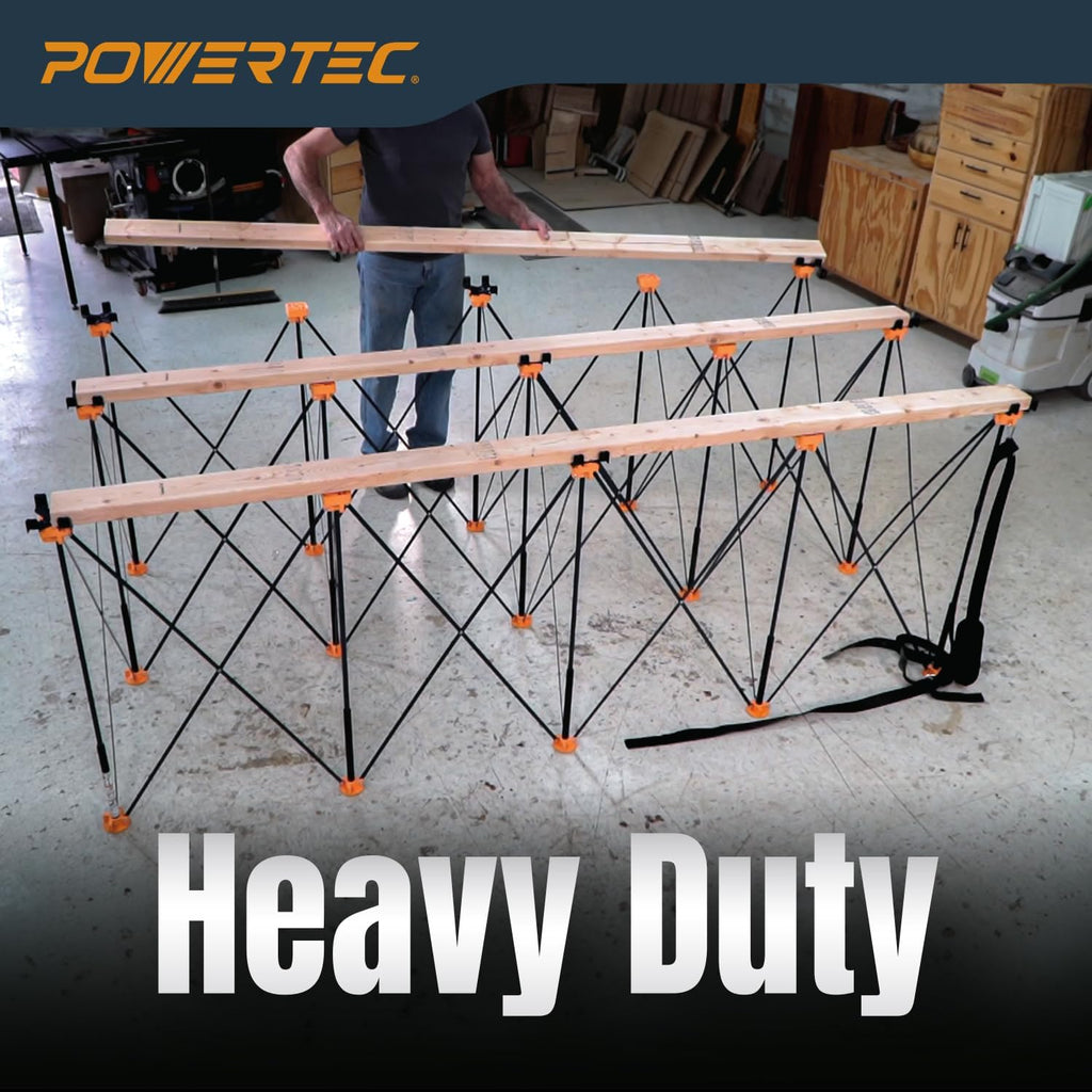 POWERTEC Arachni-Flex Workstation 2x4ft Portable & Collapsible Workstand - Heavy Duty Folding Work Table Base, 2500 lbs Capacity 36 Inch Work Height, No Assembly Mobile Workbench w/Carry Strap(71926V)