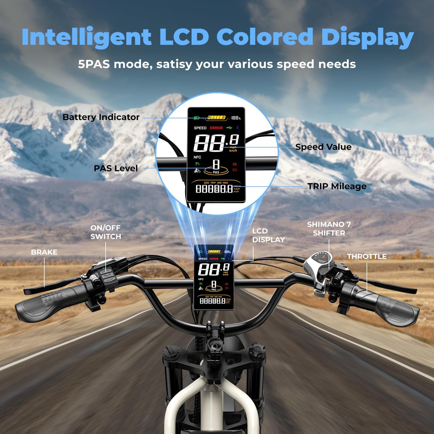Dual Battery Electric Bike for Adults, Cargo Ebike with 48V 60AH Removable Battery Up to 160 Miles, 1450W Peak Motor Electric Bicycle, 20' x 4' Fat Tire 7 Speed Hydraulic Disc Brakes E Bike