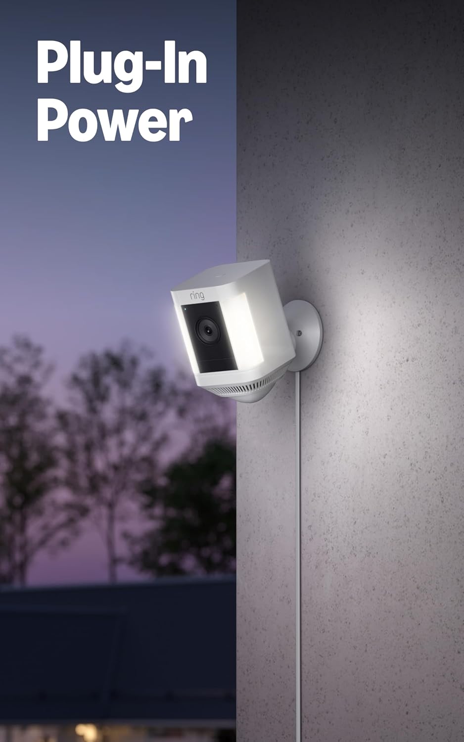 Ring Spotlight Cam Plus, Plug-In (newest model), Home or business security with HD video, Two-Way Talk, Color Night Vision, and Security Siren, 2-pack, Black