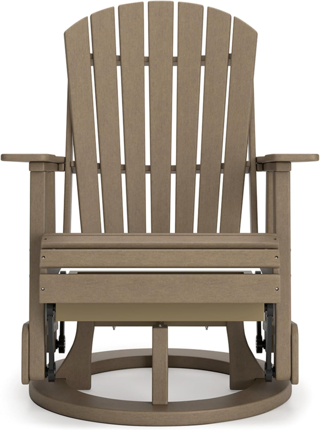 Signature Design by Ashley Hyland Wave Contemporary Swivel Glider Adirondack Chair with 360-Degree Swivel, Weather Resistant HDPE, 18' Seat Height, Brown