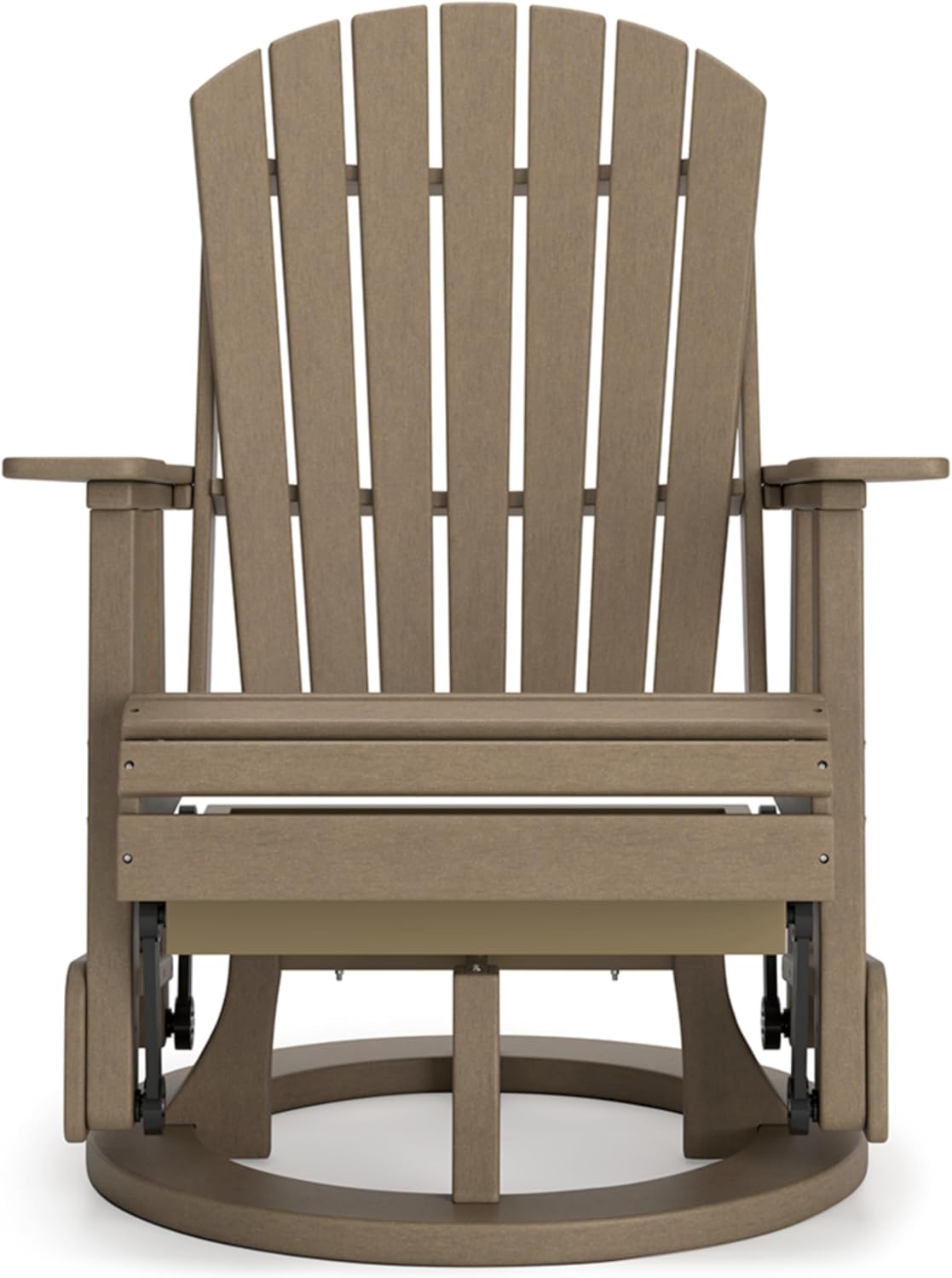 Signature Design by Ashley Hyland Wave Contemporary Swivel Glider Adirondack Chair with 360-Degree Swivel, Weather Resistant HDPE, 18' Seat Height, Brown