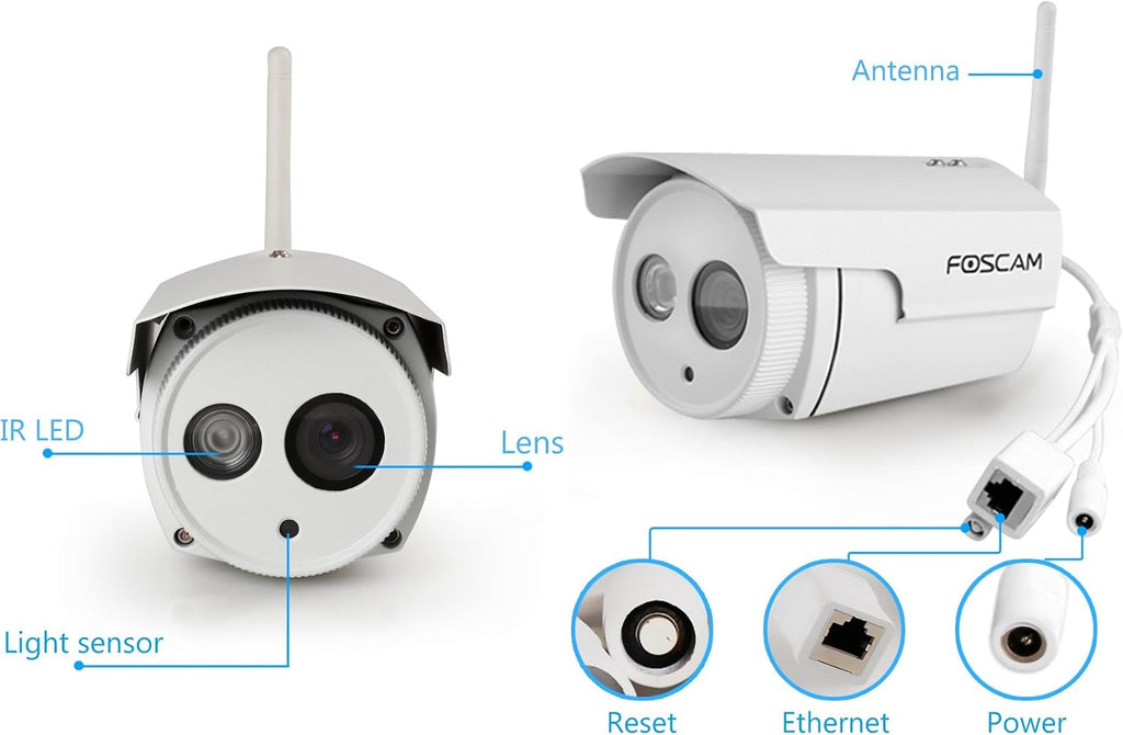 Foscam HD 720P Outdoor WiFi Security Camera – Weatherproof IP66 Bullet / 1MP IP Wireless Surveillance Camera System with iOS/Android App, Night Vision up to 65ft, and More (FI9803P)