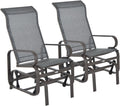 Outsunny Set of 2 Outdoor Patio Glider Rocking Chair Fabric Metal Mesh - Brown