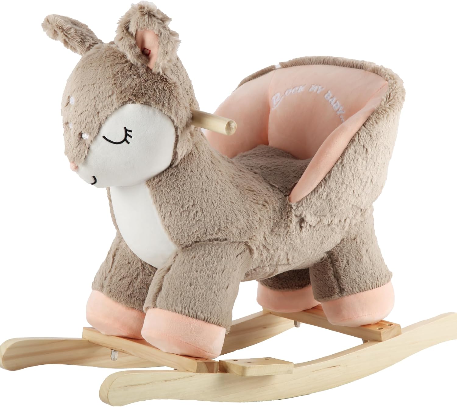 Rock My Baby Rocking Horse Deer with Chair, Plush Stuffed Animal Rocker for Toddlers 1-3, Baby Rocker with Sweet Music, Animal Ride on,Pink Deer,CPC Certified