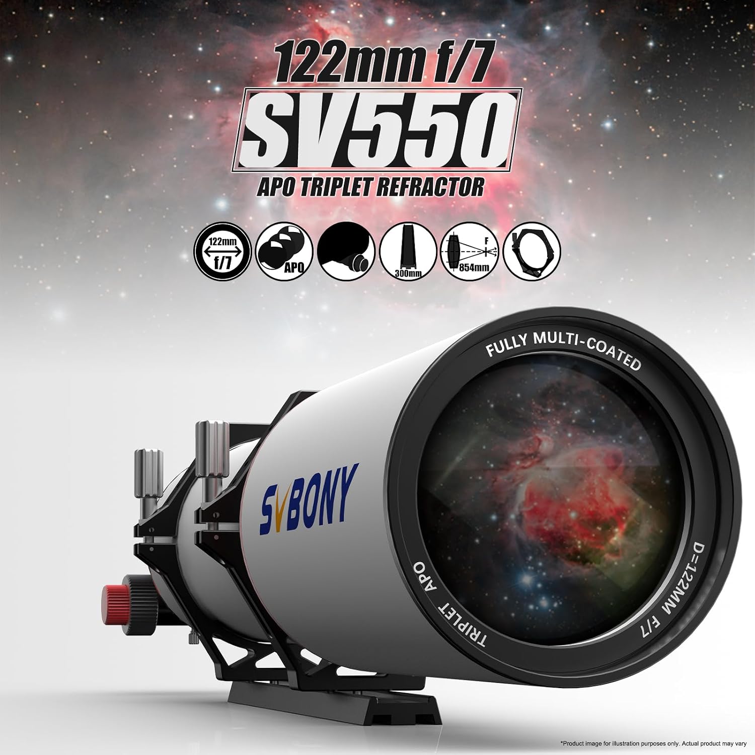 SVBONY SV550 APO Telescope, Bundle with SV405CC Cooled Camera, SV220 Telescope Filter, 122mm F7 Triplet Apochromatic Refractor and Deep Sky Camera, 2 inches Dual-Band Nebula Filter for Astrophotograph