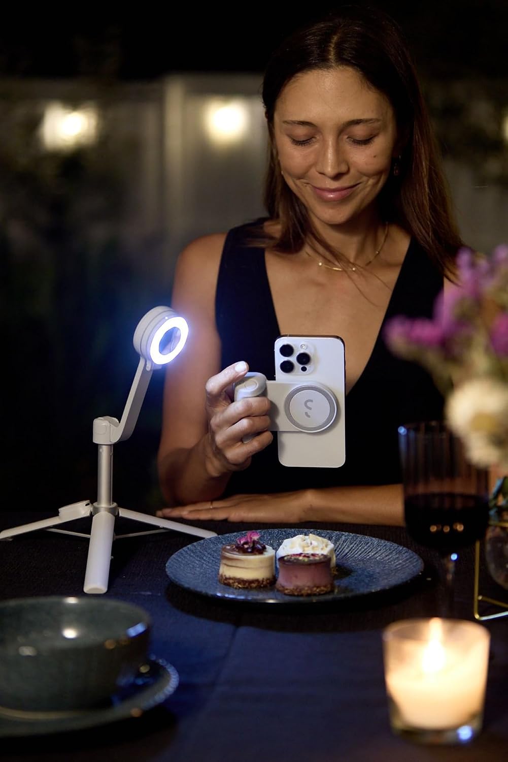 ShiftCam Travel and Creator Kit – MagSafe-Compatible Mobile Creator Bundle for iPhone and Android, Compact Phone Grip, Adjustable LED Light, Extendable Bluetooth Tripod for Vlogging