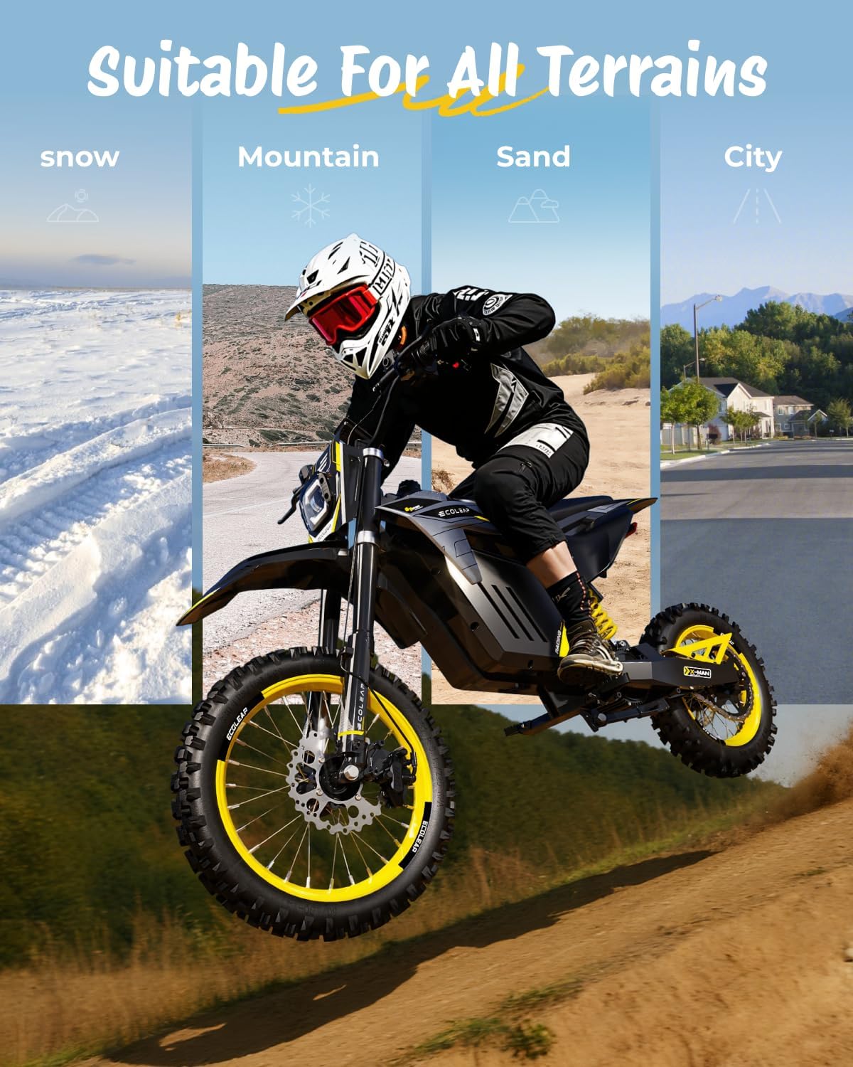 3500W Peak Electric Dirt Bike for Teens & Adults, 37MPH Electric Off-Road E-Bike with 48V 21Ah Battery, Up to 55 Miles Range, Dual Suspension, Hydraulic Brakes, 400LBS Load, Fit Age 13+