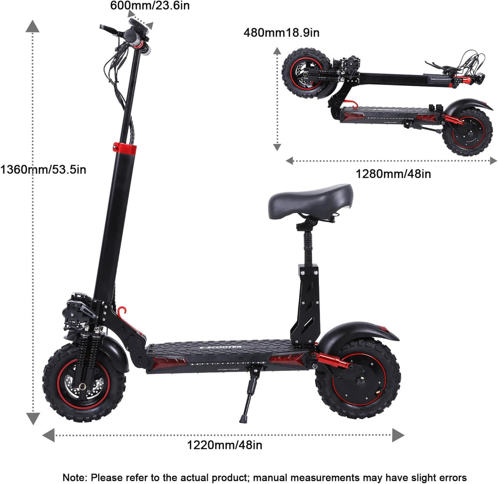 Electric Scooter Adults, 26/37 Miles Long Range, 28/34 Mph Max Speed, 10/11' Off-Road Tires,1200W/1600W Motor, Adjustable Handlebar Height, Dual Braking System,Folding Commuter E Scooter