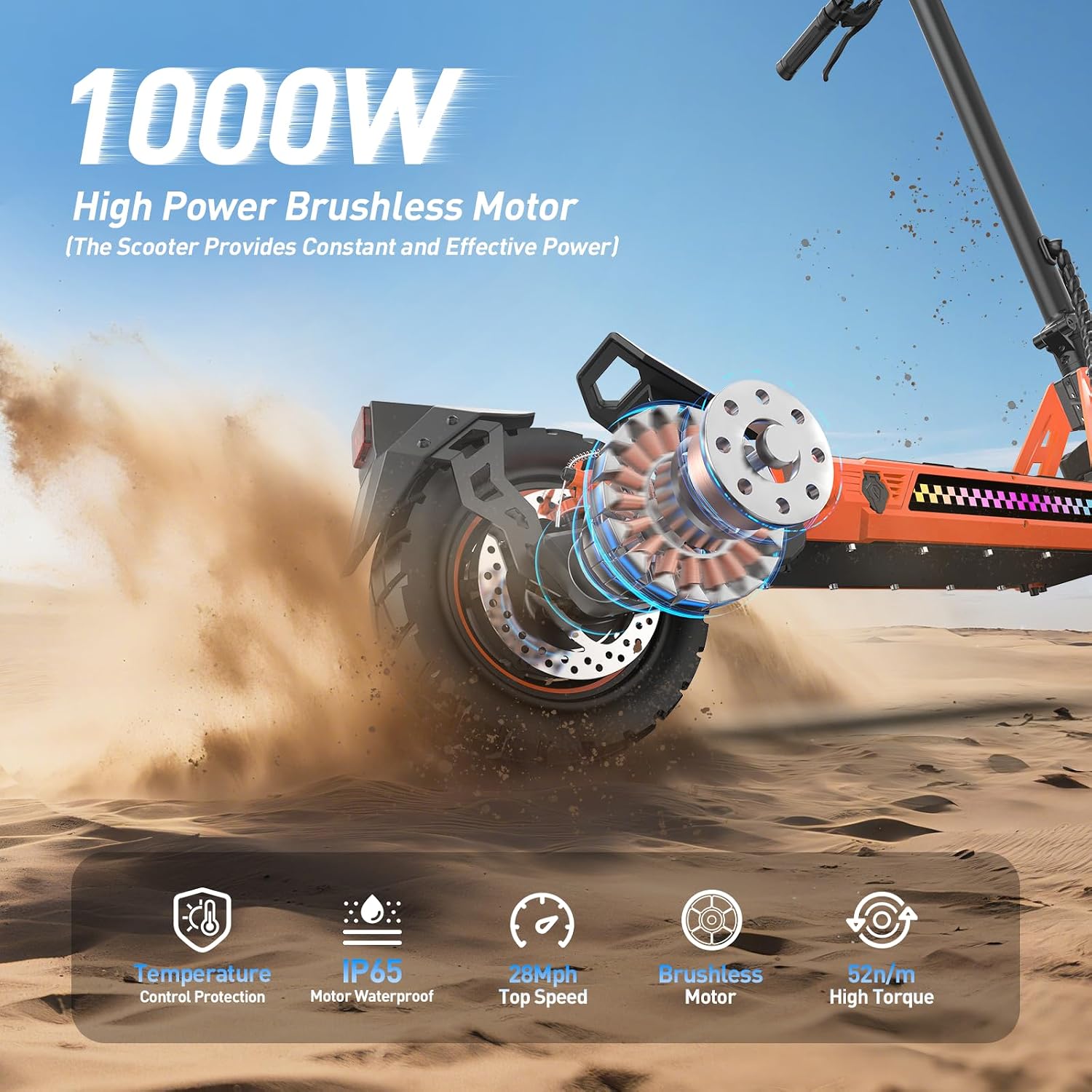 Electric Scooter aldults, 10' Tires, 1000W Brushless Motor, Top Speed 28 MPH, 28 Miles Max Range, Smart APP, Max 330lbs Load, 4.9in Display, Folding E Scooter（Upgraded Shock Absorption）