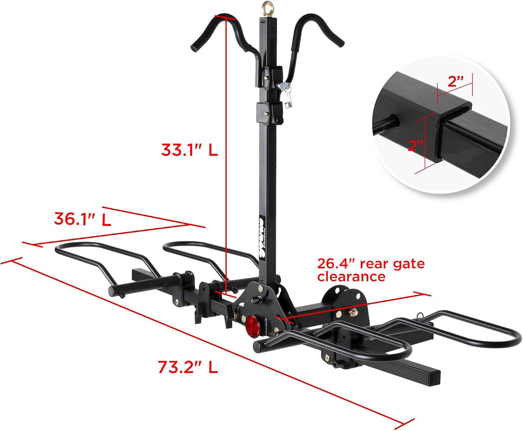 Young Bike Rack for Car, 200 lbs Capacity Hitch Mount 2-Bike Rack with Lock, Heavy Duty Carrier for Fat Tire Bikes Fits SUV Truck RV Van Trailer