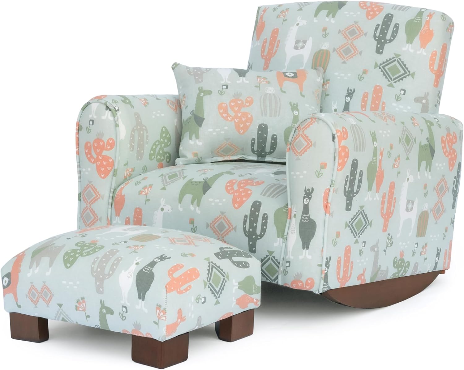 Toddler Personalized Armchair, Kids Upholstered Rocking Chair with Personalization, Toddler Chair with Personalized Name, Comfy Child Armchair, (Llama Print, Rockers)