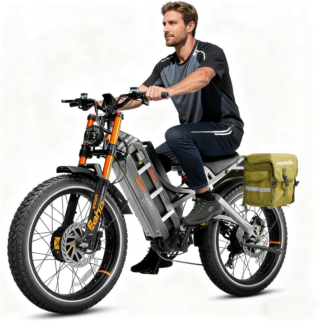2026 eAhora Romeo Dual-Motor Ebike - 50Mph 5600W 60-80AH 250Miles Long Range Electric Bike for Adults, Full Suspension Hydraulic Brakes Electric Bicycle, 26' Mountain Bike for Off-Road Commuting
