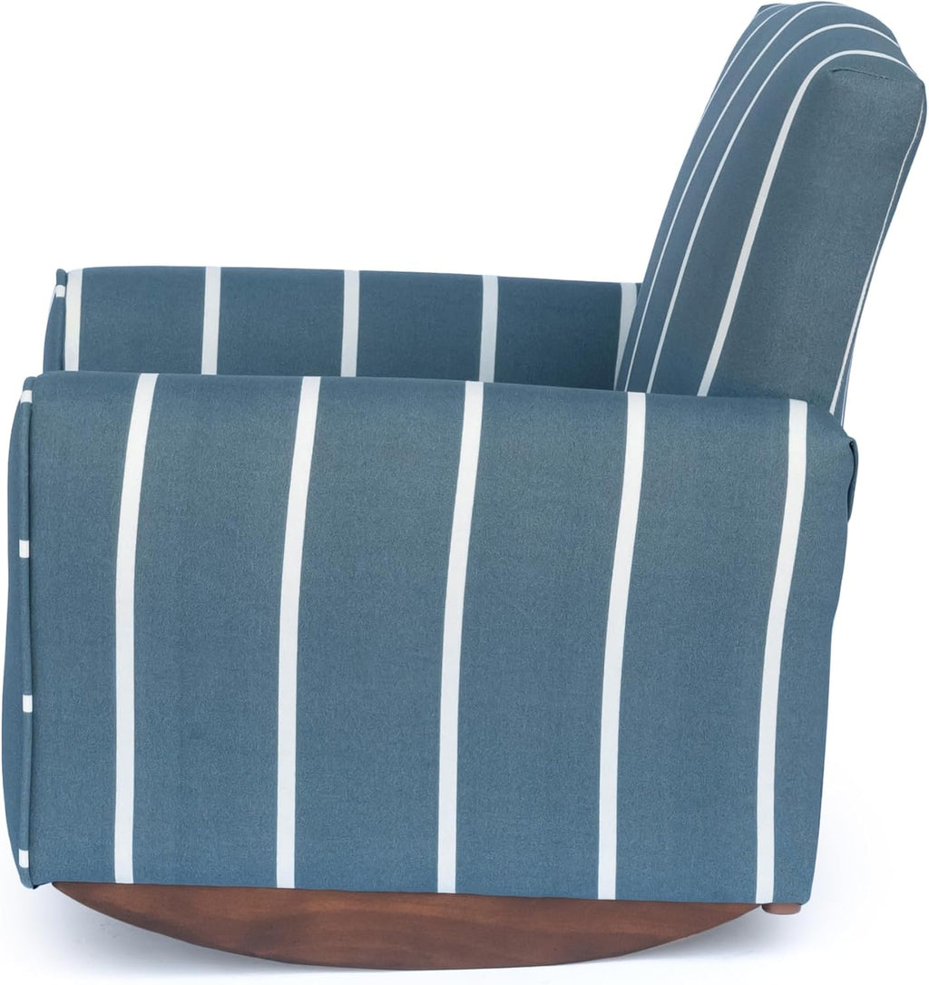 Toddler Personalized Armchair, Kids Upholstered Rocking Chair with Personalization, Toddler Chair with Personalized Name, Comfy Child Armchair (Rockers, Slate Blue Stripe)