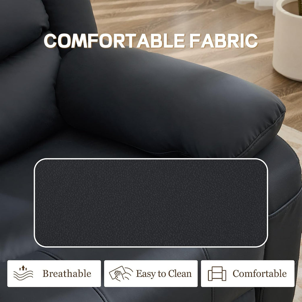 Korser Loveseat Recliner Sofa for RV Furniture and Theater Seating, Wall Hugger Loveseat Recliner, Oversized Loveseats Couch with Front Porckets&Side Pockets, Fabric, Black