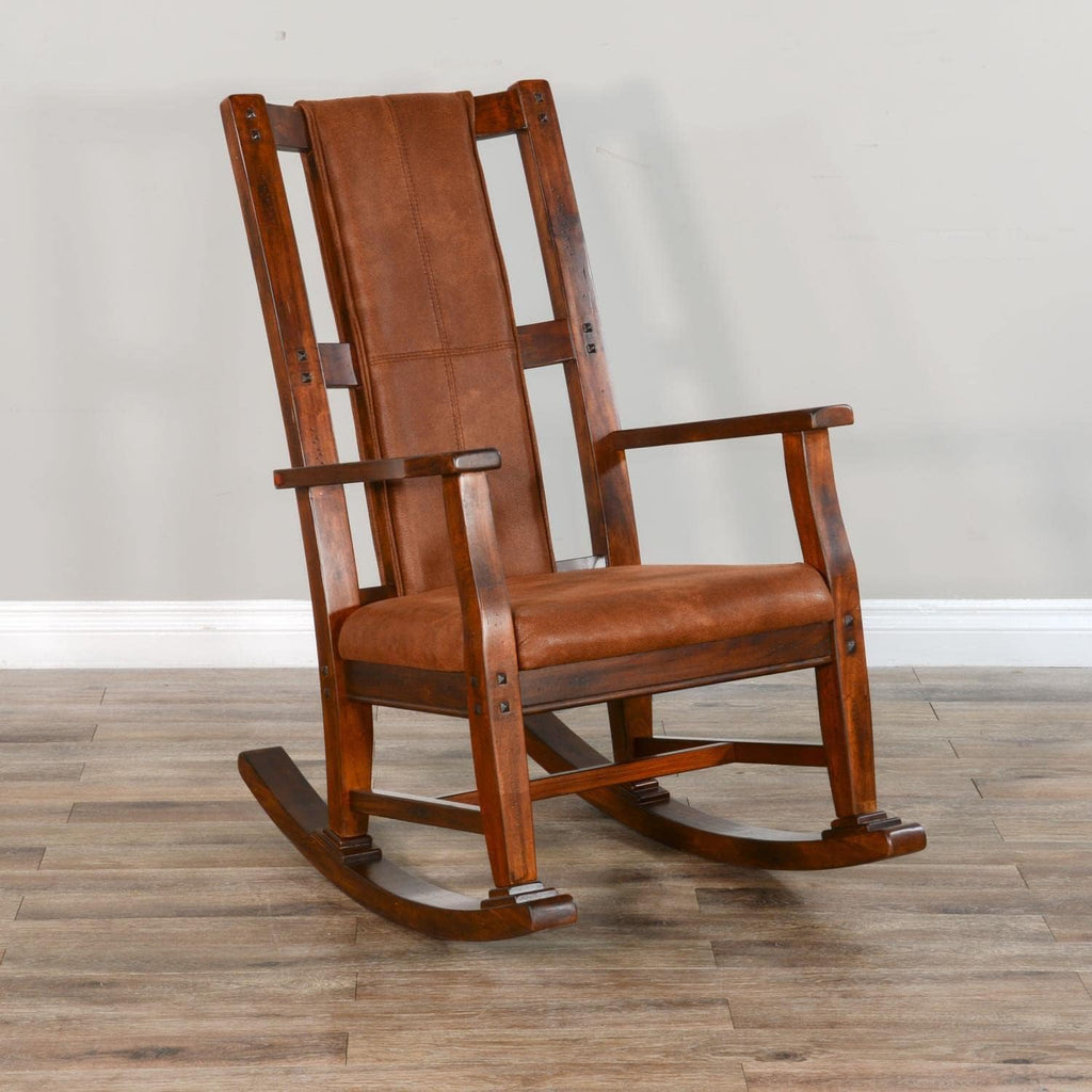 Sunny Designs Santa Fe Farmhouse Mahogany Wood Rocking Chair in Dark Chocolate