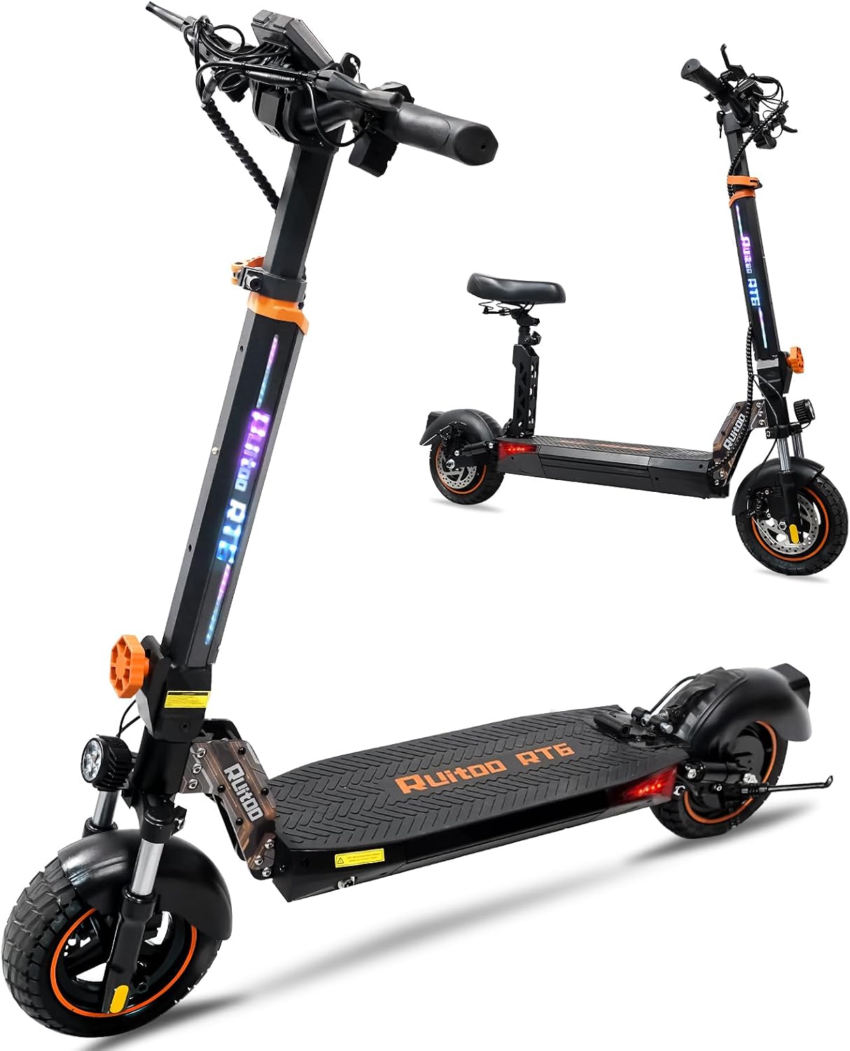 Electric Scooter Adults 1600/2000W Motor 50 Miles Long Range & 30/35 MPH Top Speed 10' Off Road Tire Folding E-Scooter 48V 20.8AH Battery Kick Scooter with Detachable Seat for Commuter Outdoor