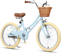 Petimini Vintage Kids Bike for Girls, 12–20 Inch Classic Bicycle with Wicker Basket & Bell, High Tensile Steel Frame, Training Wheels (12–18'), 85% Pre-Assembled, Retro Bike for Outdoor Riding