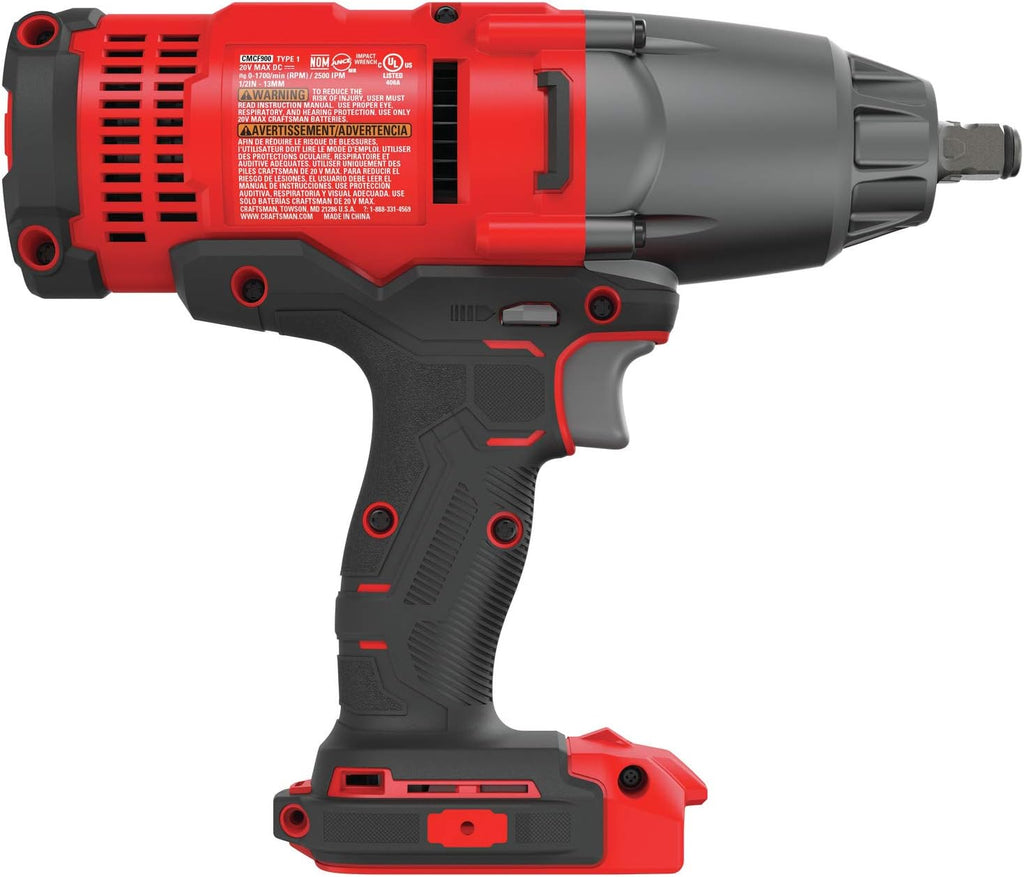 CRAFTSMAN V20 Cordless Impact Wrench, 1/2 inch, Bare Tool Only (CMCF900B)