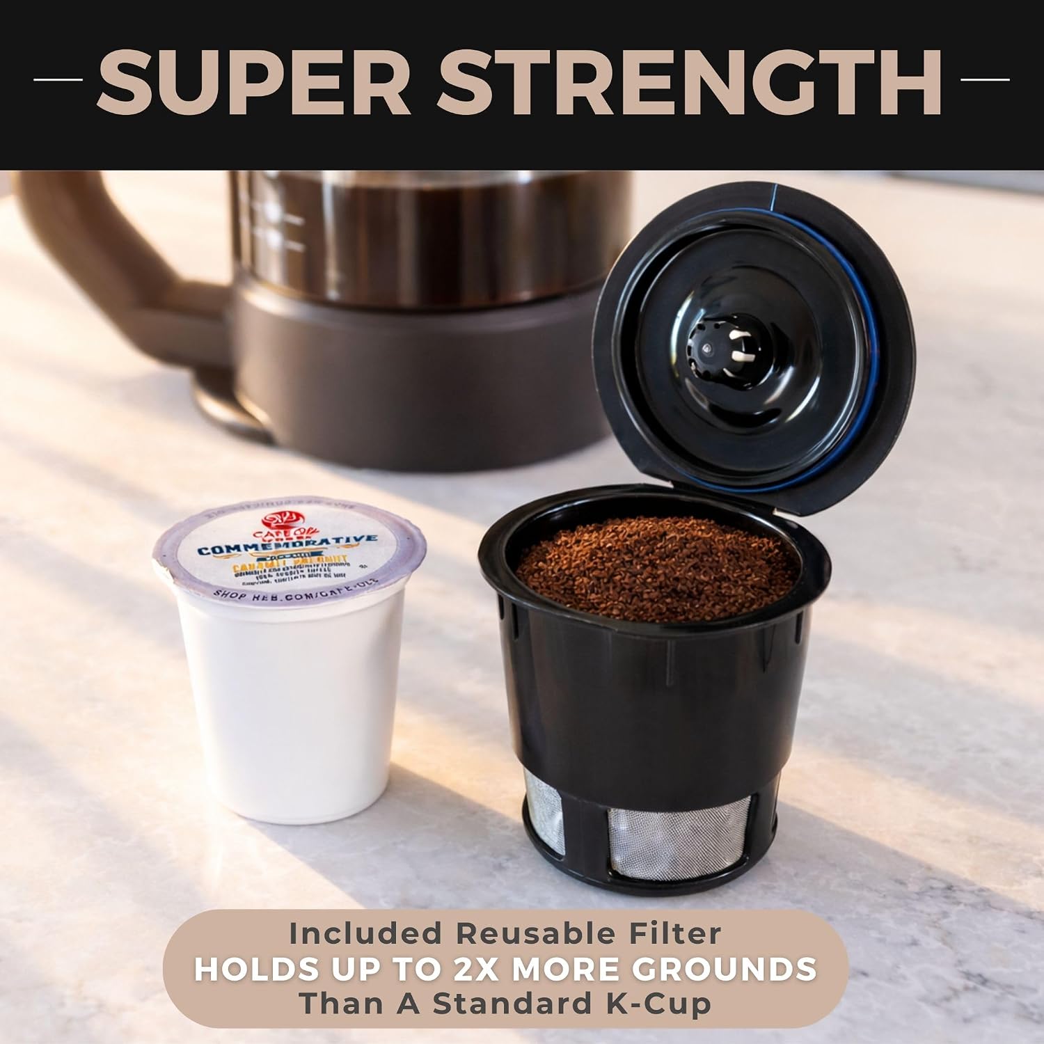 VINCI Micro Café Smallest Single-Serve Coffee Brewer | Compatible with Keurig K-Cups, K-Pods | Glass Carafe | Enclosed Brewing for Hotter Coffee | Large Capacity Reusable Filter Cup Included (White)