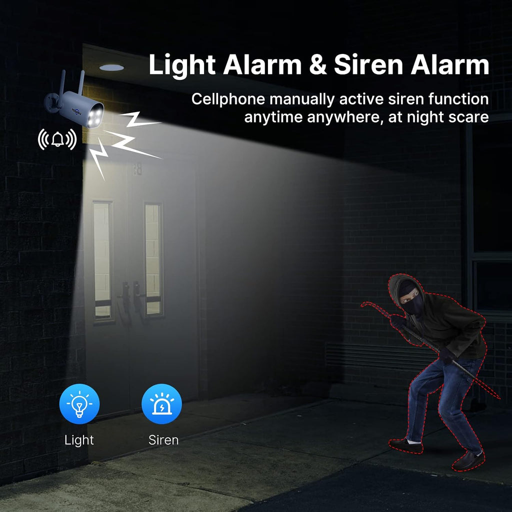 Hiseeu Solar Wireless Security Camera System Outdoor, 10-Channel 2K NVR, 4MP Battery Cameras, AI Human Detection, Color Night Vision, 2-Way Audio, 1TB HDD