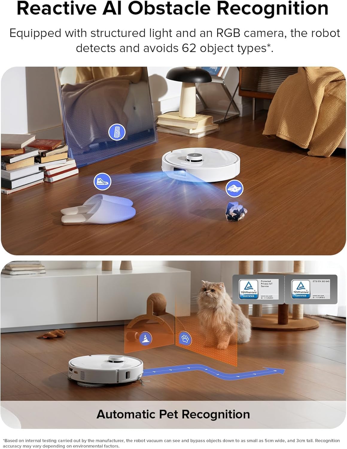 roborock Qrevo Edge Robot Vacuum and Mop, 18,500Pa Suction, Zero-Tangling, AdaptiLift Chassis, Hot Water Mop Washing & Dock Self Cleaning (Renewed)