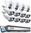 ZOSI 4K Security Camera System, 12X 8MP PoE IP Camera for Outdoor Monitoring with Smart Person Detection, Spotlight Alarm, Color Night Vision, 16CH 4TB HDD NVR for 24/7 Video and Audio Surveillance