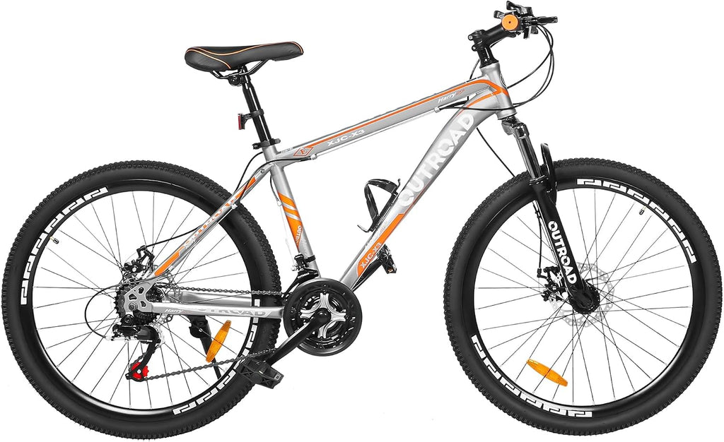 Outroad 26 Inch Mountain Bike, 7/21-Speed/High-Carbon Steel/Aviation Grade Frame, Dual Disc/V Brake, Adjustable Ergonomic Seat Bicycle for Men Women Adult, Quick Assembly in 20 Minutes