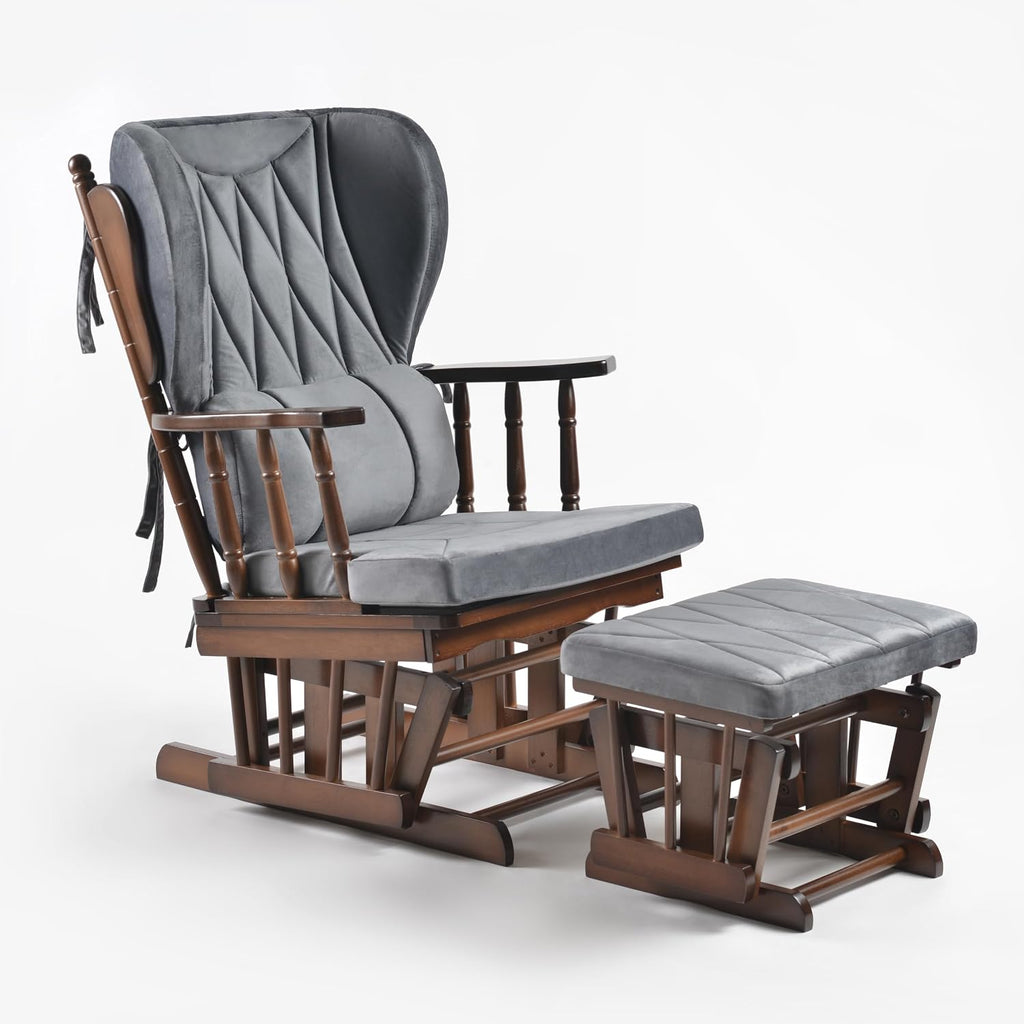 Comfort Deluxe Glider Chair and Ottoman Set (Anthracite)