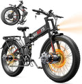 Rakowe Folding Electric Bike for Adults, 3000W Peak Dual Motor Ebike, 26' Fat Tire E-Bike, 48V Battery, Up to 35MPH & 60 Miles, All-Terrain, UL Certified, Suspension Electric Dirt Bike