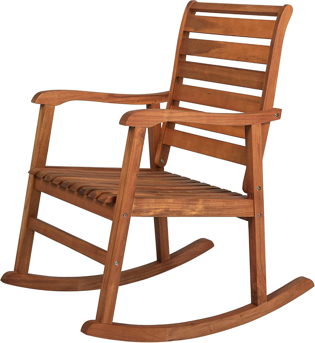 JONATHAN Y RCK101A Carey Modern Slat-Back 300-Lbs Support Acacia Wood Patio Outdoor Rocking Chair for Garden, Lawn, Backyard, Pool, Deck, Beach, Firepit, Teak