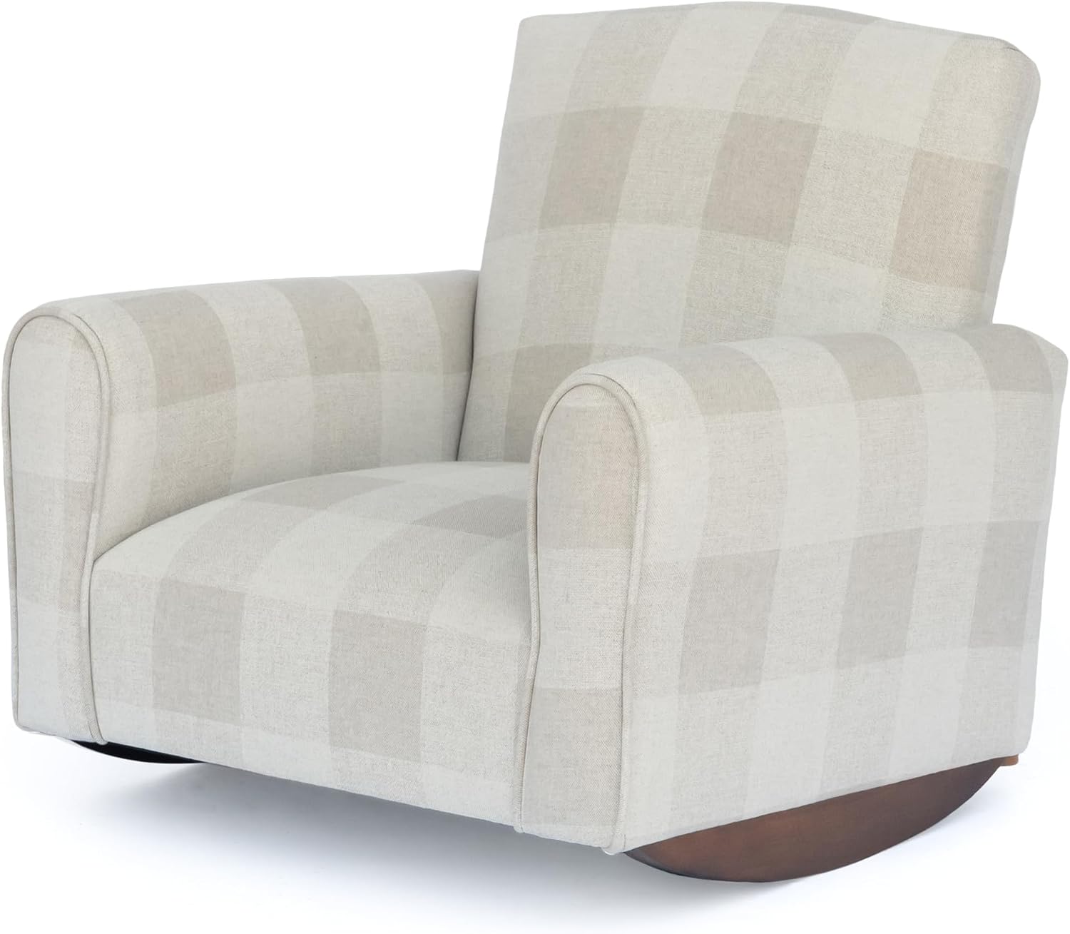 Kid Rocking Chair for Toddlers, Child Chair for Little Kids, Upholstered Toddler Armchair for Children, Comfy and Cute Little Kid Chairs (Rockers, Natural Check)