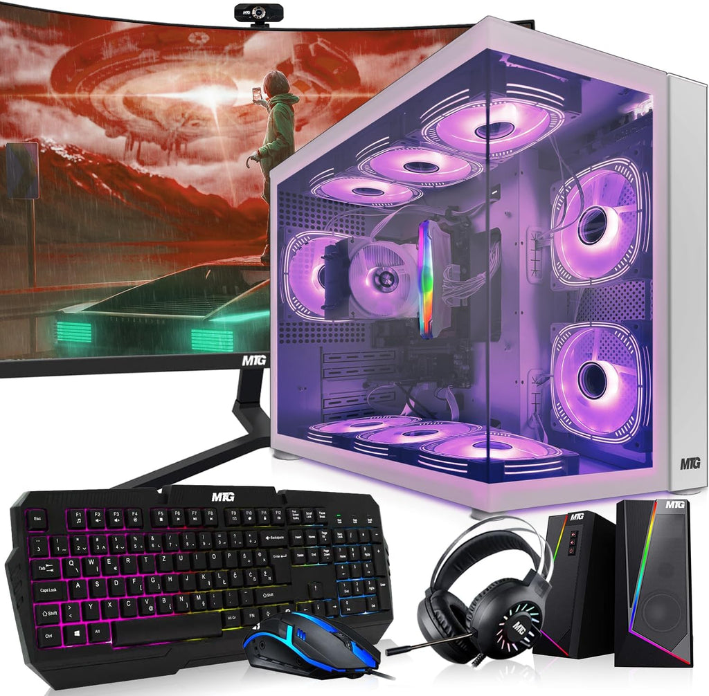 MTG Khuno Gaming Tower PC- Intel Core i5-8th Gen, RTX 2060S 8GB 256bits, 16GB ARGB Ram, 1TB Nvme, 27 Inch Curve Monitor, RGB Gamer Bundle Combo, Webcam, Win 11 Home