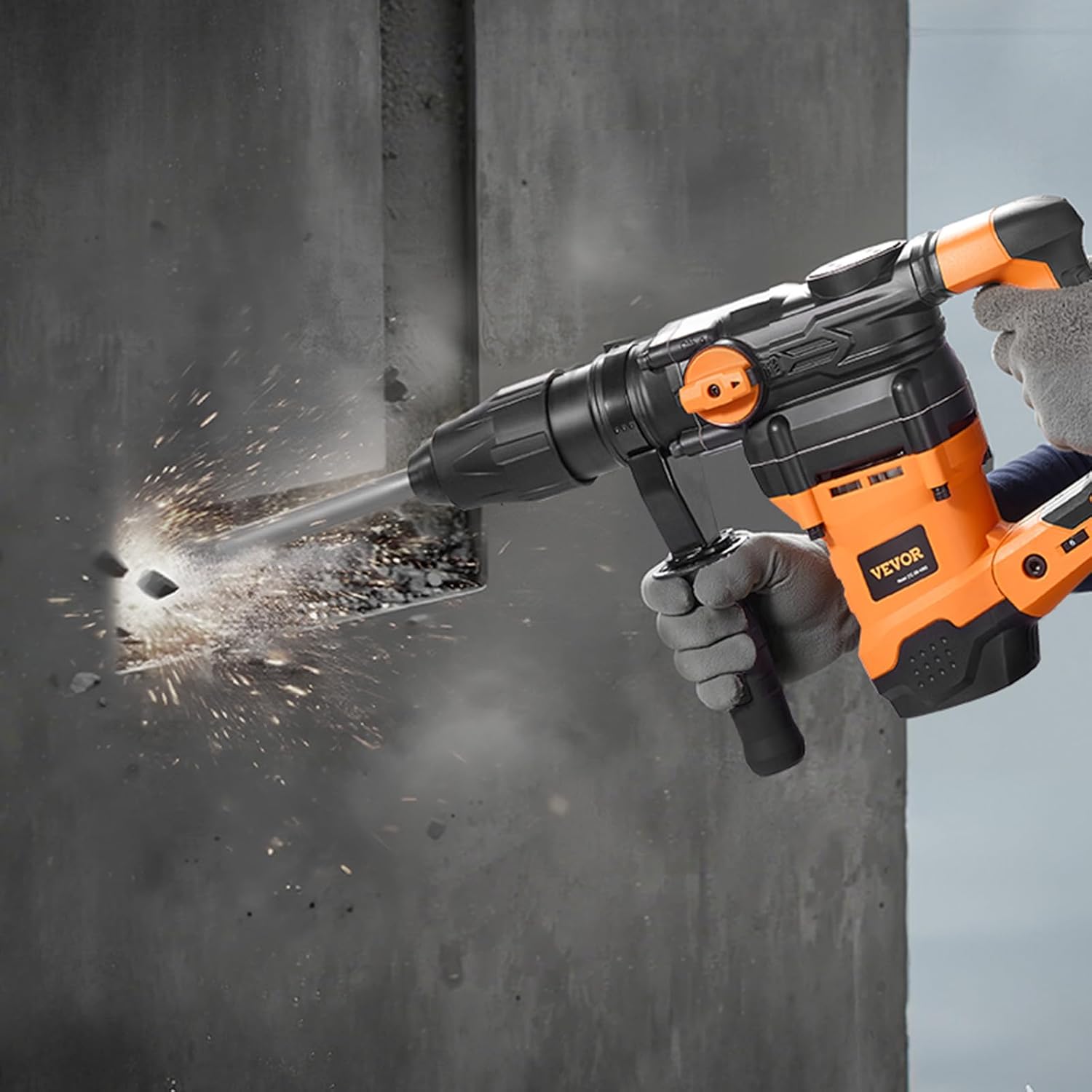 VEVOR 1-9/16 Inch SDS-Max Rotary Hammer Drill, 13Amp Corded Drills, Heavy Duty Chipping Hammers w/Vibration Control & Safety Clutch, Electric Demolition Hammers Variable Speed, Power Tool For Concrete