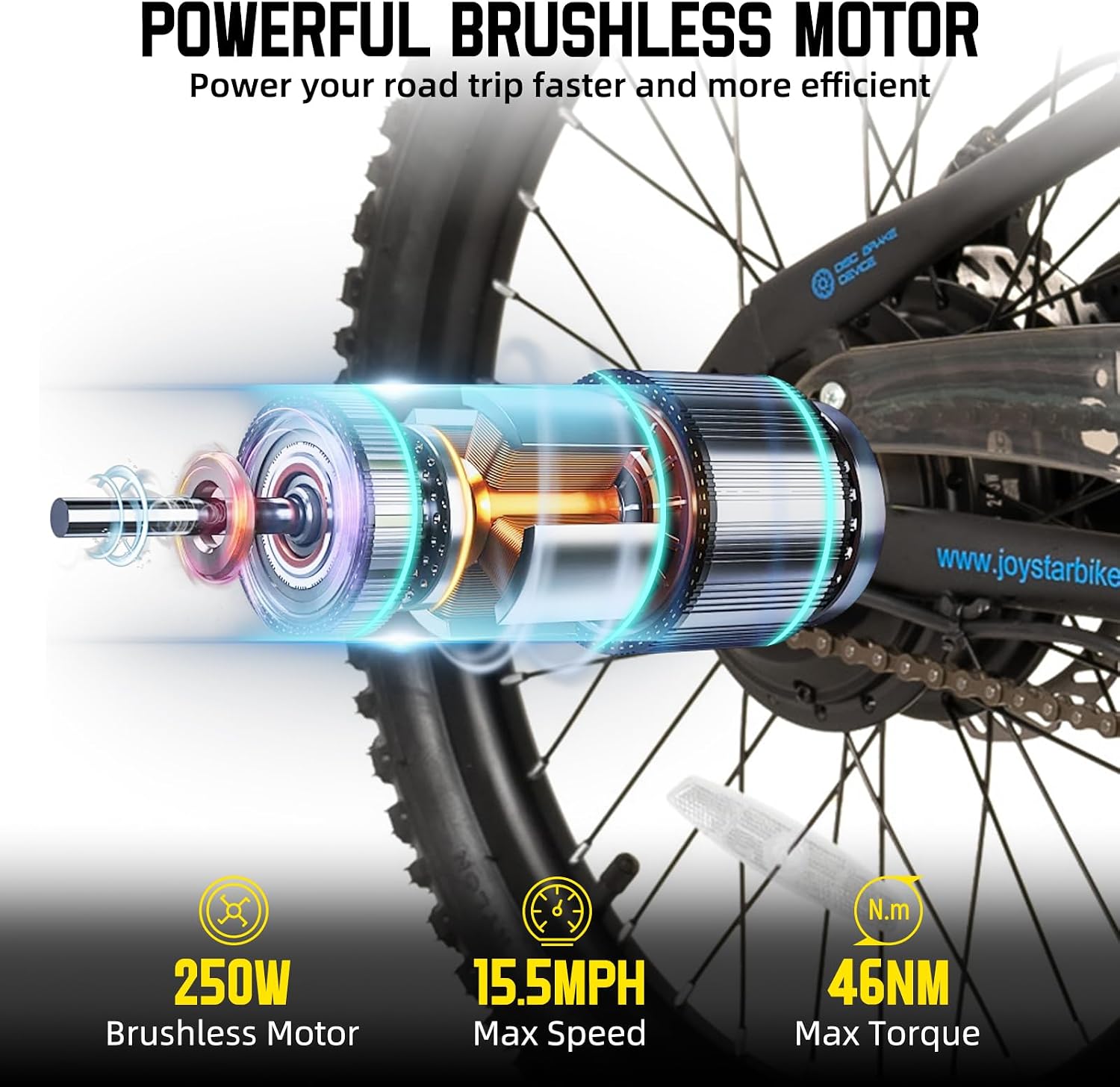 JOYSTAR 20 26 Inch Electric Bike for Kids Teens Ages 6+ with 250W/500W Brushless Motor, Electric Mountain Bicycle with Removable Battery, Safe Children Ebikes with Dual Disc Brakes