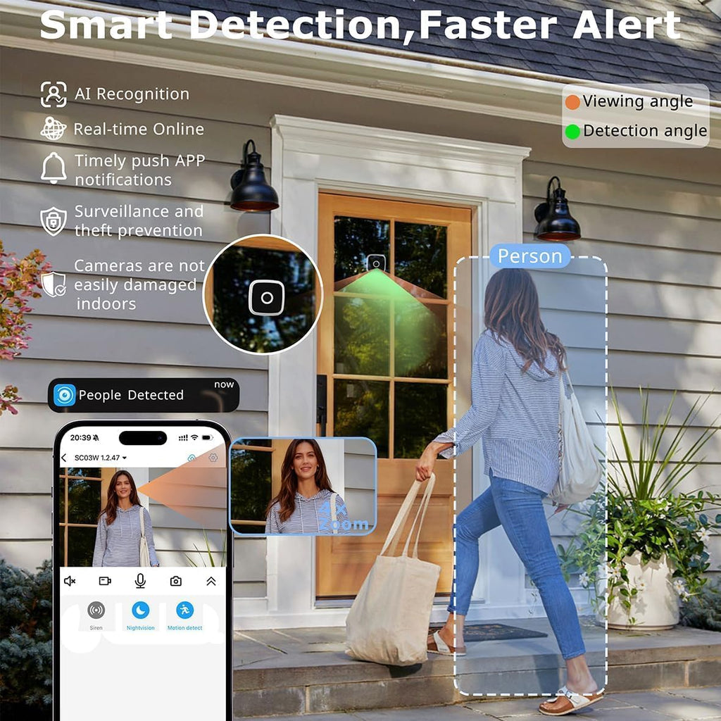 SOIADV Window Cameras for Home Security 4Pack, Wireless Security Camera System with Battery Powered, Indoor Camera with 4MP QHD, Motion Detection, Smart AI Color Night Vision, 2.4G&5GHz, Cloud/SD