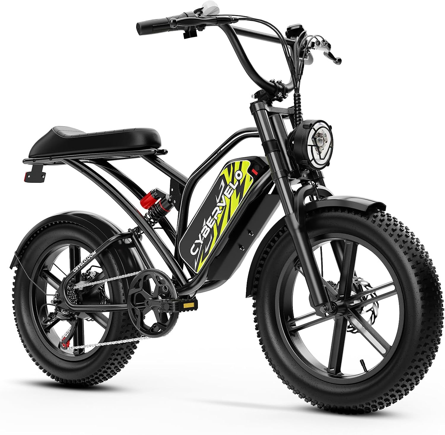Cybervelo Electric Bike for Adults 1500W Peak 20' Fat Tire All-Terrain E-Bike 80 Miles 30MPH Electric Dirt Bike for Road Sand Mountain Snow - 48V 20/30AH Battery Powered Electric Motorcycle