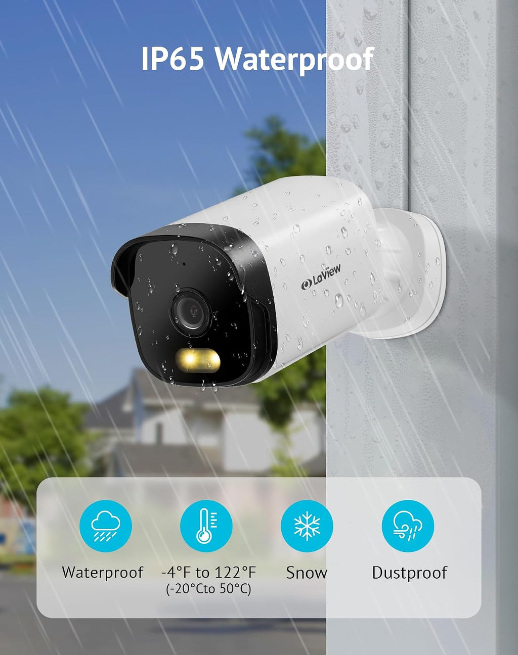 LaView 5MP Security Camera Outdoor with Color Night Vision,3K Wired Cameras for Home Security,IP65 Waterproof Camera, 24/7 Live Video,2 Way Talk,Cloud Storage/SD Slot,Compatible with Alexa(4 Pack)