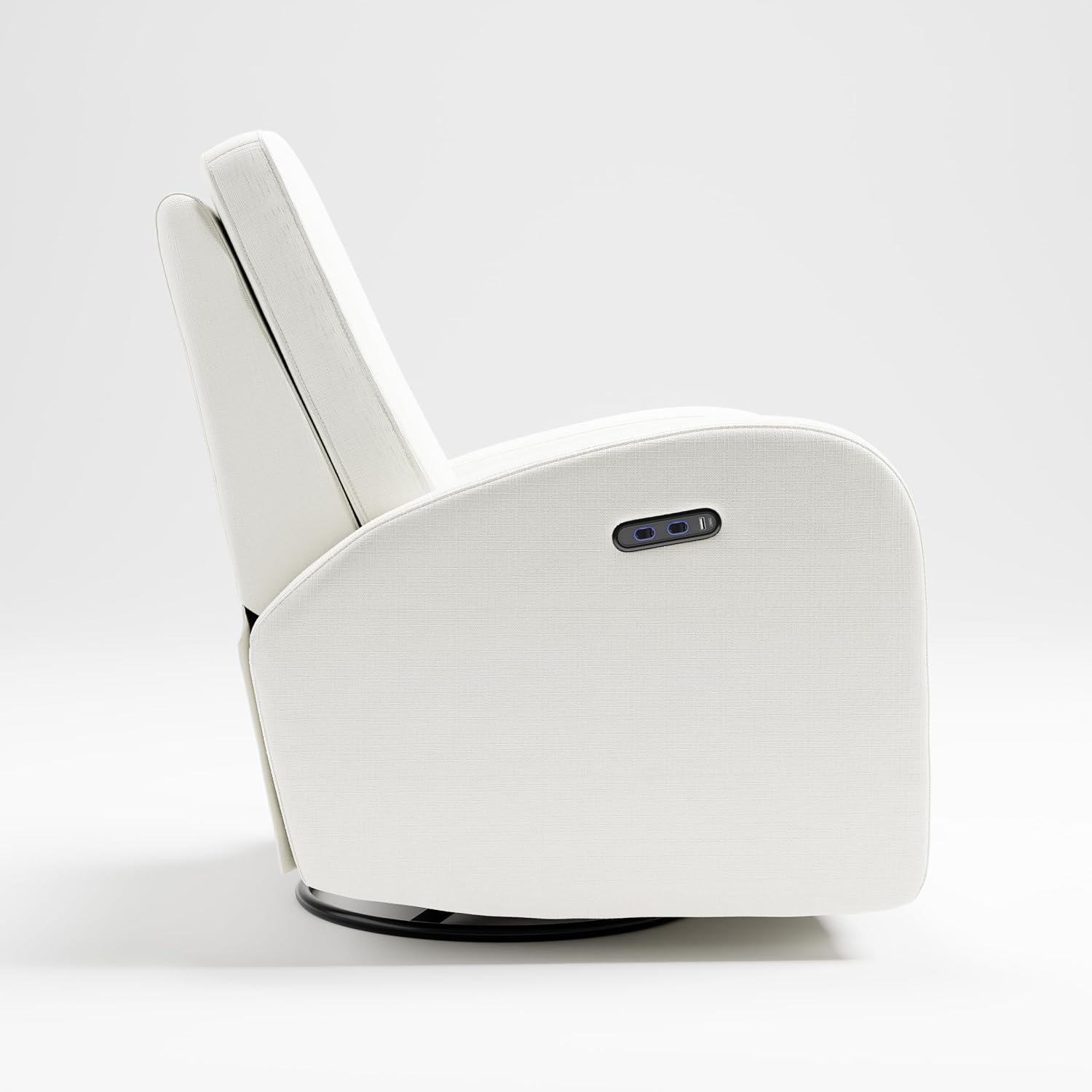 Storkcraft Santa Monica Power Recliner Swivel Glider (Ivory Basketweave) – Effortless Electronic Power Recline, USB-A & USB-C Charger
