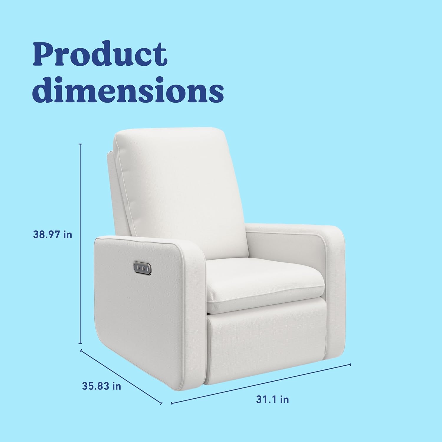 Graco Teddi Power Recliner Swivel Glider, Electronic Power Recline, Oeko-TEX 100 Certified, USB-A & USB-C Charger, Premium Cushioning & Comfort – (Ivory Basketweave)