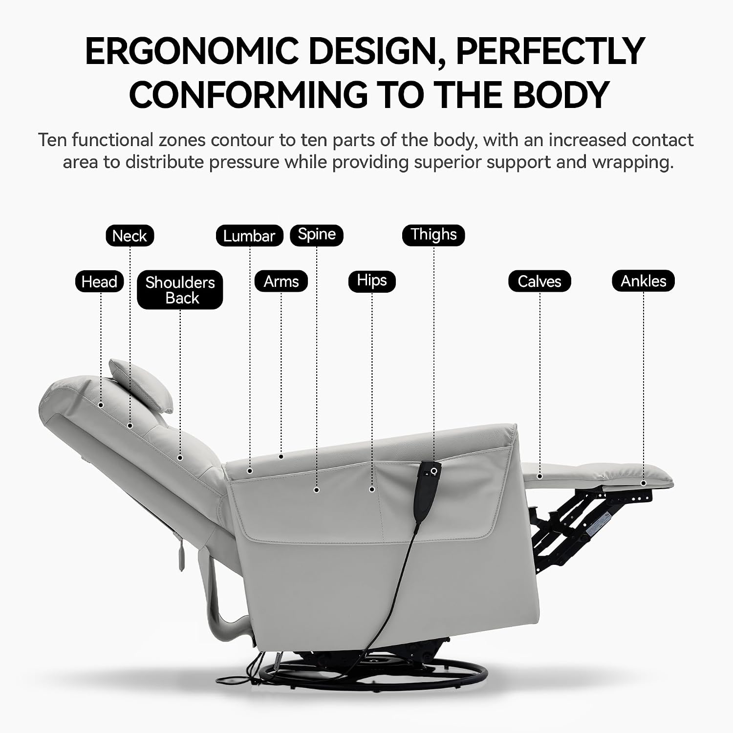 AIRSKY Genuine Leather Recliner Chair, Power Recliner Chair for Adults, Italian Water-Washing Process,Single Sofa for Living Room,Swivel Rocker Recliner, Lazy Boy Recliner Chairs,Grey, P1