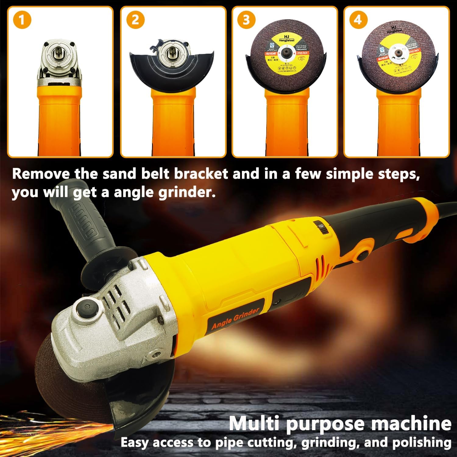 Pipe Tube Polisher Sander,1300W High-Power Industrial Grade Pipe Belt Sander with 6 Variable Speeds,Professional Polishing Tools for Grinding, Polishing,and Rust Removal(30Pcs Belts).