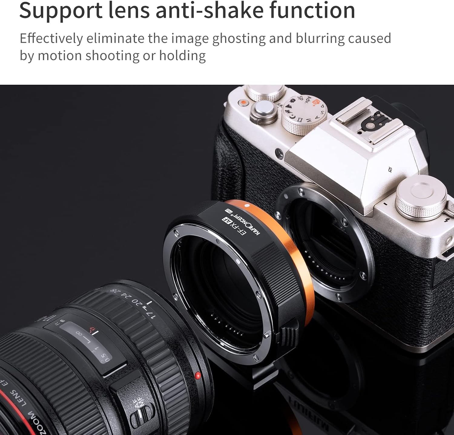 K&F Concept Auto Focus EF/EF-S to FX Lens Mount Adapter, Electronic Lens Mount Adapter Ring Compatible for Canon EF EF-S Mount Lens to Fuji FX Mount Cameras