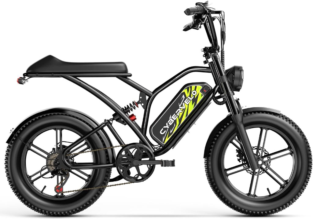 Cybervelo Electric Bike for Adults 1500W Peak 20' Fat Tire All-Terrain E-Bike 80 Miles 30MPH Electric Dirt Bike for Road Sand Mountain Snow - 48V 20/30AH Battery Powered Electric Motorcycle