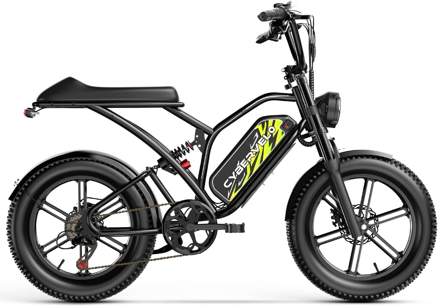 Cybervelo Electric Bike for Adults 1500W Peak 20' Fat Tire All-Terrain E-Bike 80 Miles 30MPH Electric Dirt Bike for Road Sand Mountain Snow - 48V 20/30AH Battery Powered Electric Motorcycle