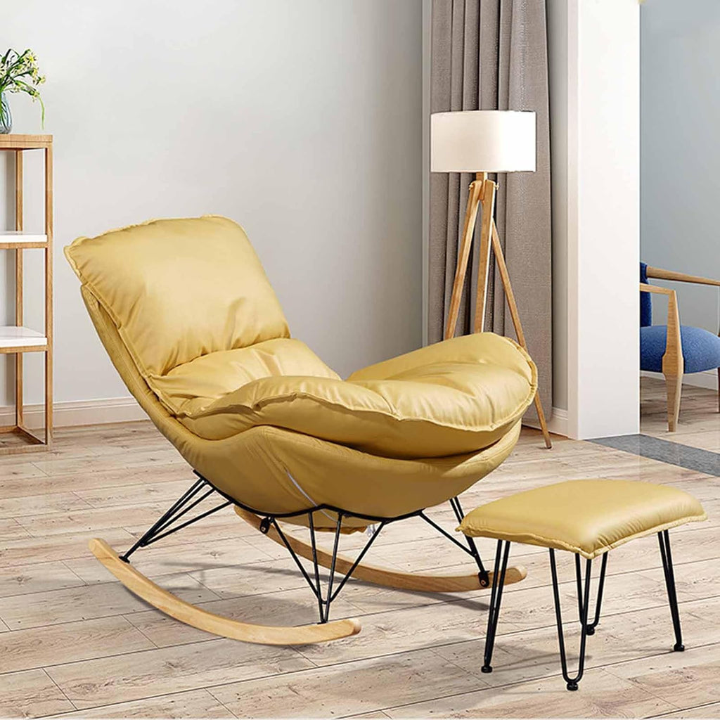 Modern Nursery Rocking Chairs, Rocking Chair Nursery with Footrest, Upholstered Rocking Chair Nursery Glider, Comfy Rest Reading Chair Water Resistant Nursery Chair,Ginger
