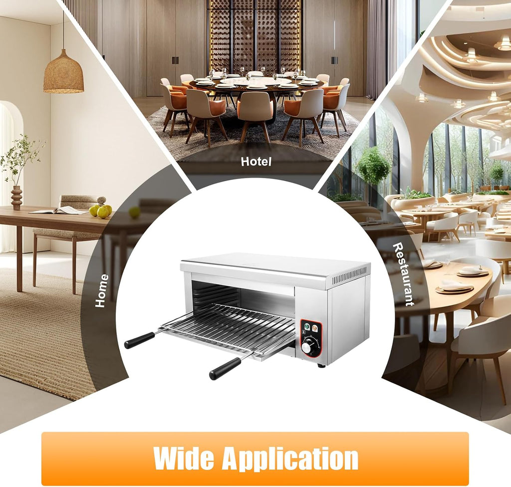 1500W Electric Cheese Melter Grill, Electric Cheese Melter Cheesemelter Grill, 122-572°FCountertop Salamander Broiler for Melt Cheese, Toast Sandwiches, Grill Steaks