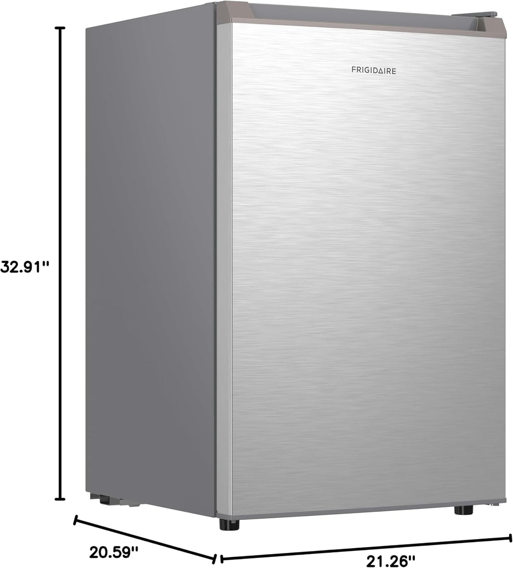 Frigidaire Mini Refrigerator, Compact Freezer Compartment, Adjustable Thermostat Control, Reversible Door, Contemporary Series, 4.5 cu ft, Platinum