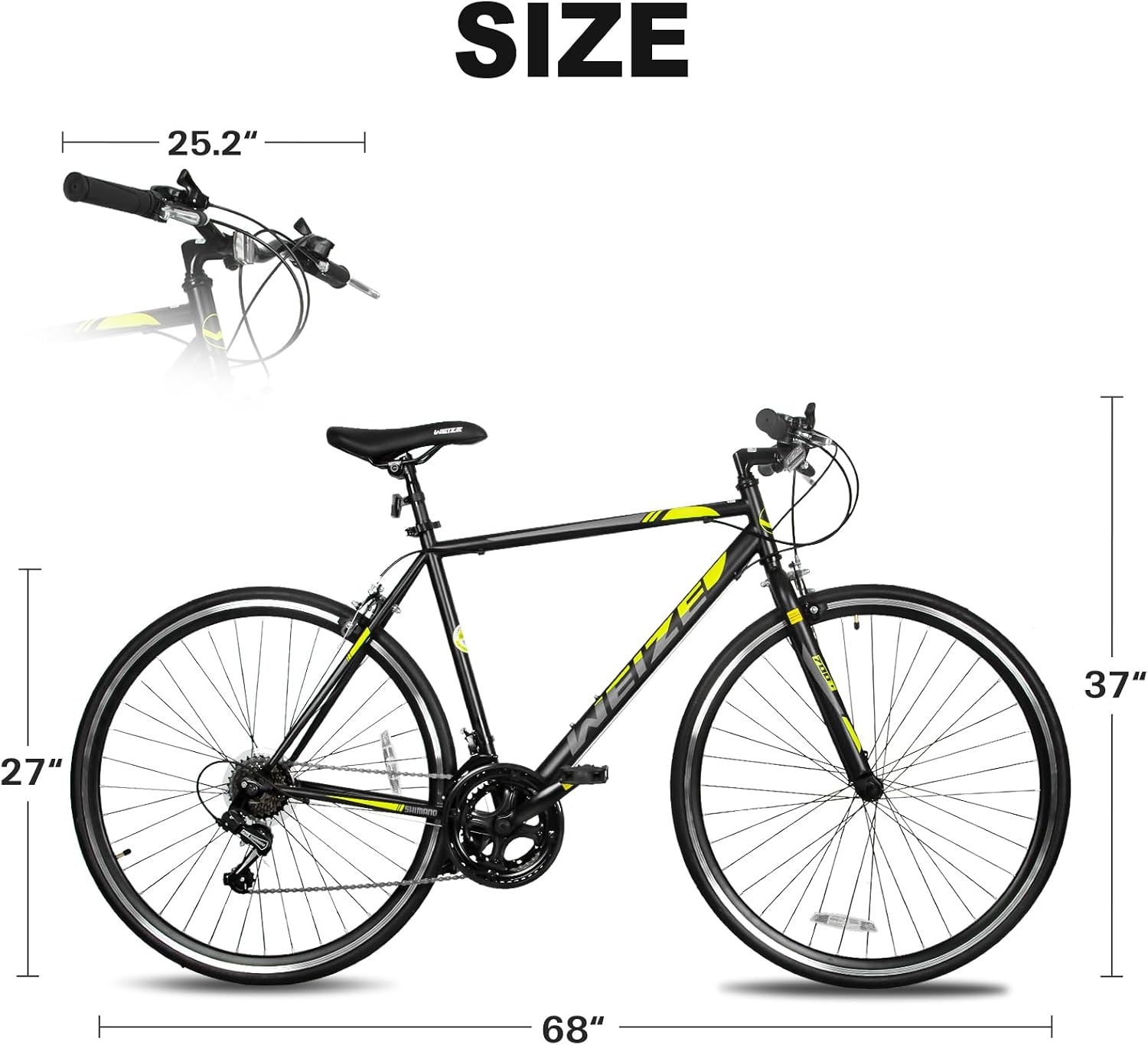 WEIZE 700C Hybrid Bike for Adults, 14 Speed Road Bike, City Commuter Bicycle with Caliper Brakes, High-Carbon Steel Racing Adult Bike, Urban Adult Bicycle for Men and Women