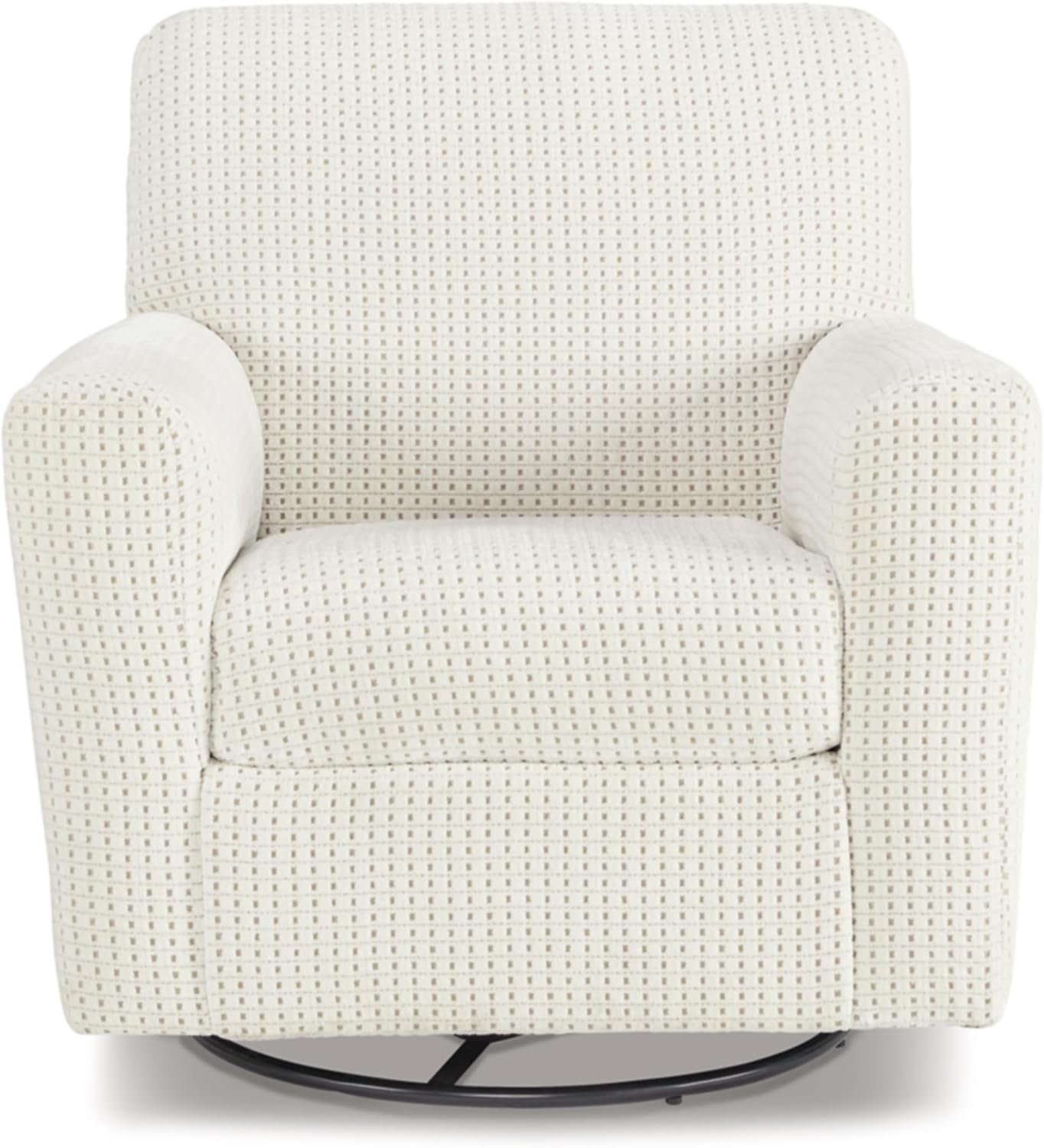 Signature Design by Ashley Herstow Casual Polka Dot Upholstered Swivel Glider Accent Chair, White & Beige